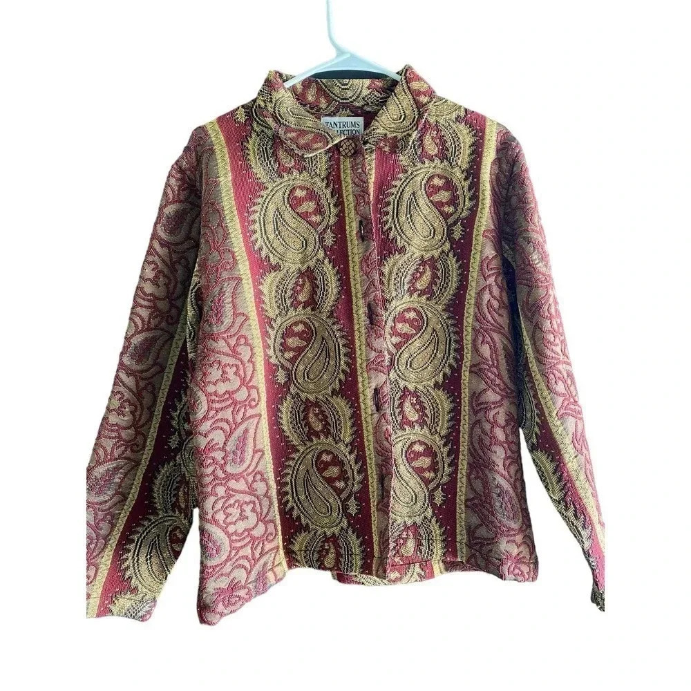 Tantrums Collection Women's Paisley Long Sleeve Button Down Jacket Size Large